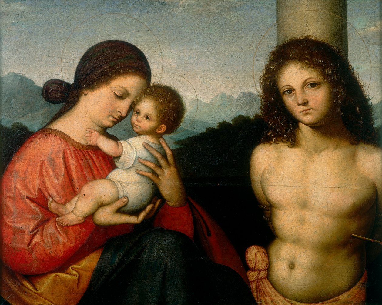 Madonna lapsen kanssa ja St. Sebastian tekijältä Giovanni Agostino da Lodi