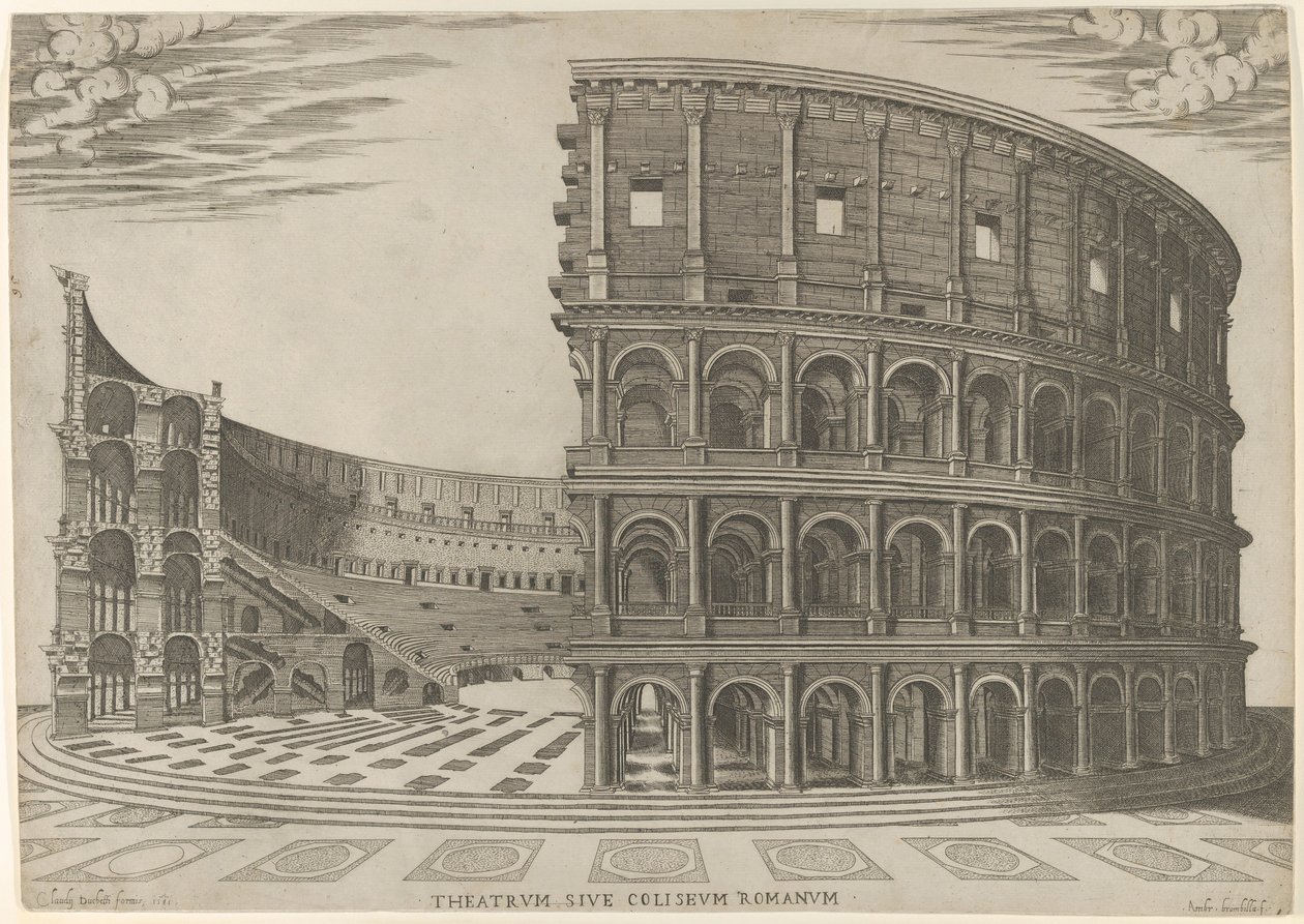 Rooman Colosseumin osa ja kohouma, 1581. tekijältä Giovanni Ambrogio Brambilla