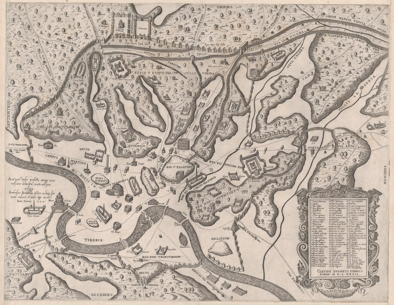 Rooman loiston peili: Muinainen Rooma ja sen kukkulat lännestä, 1582, 1582. tekijältä Giovanni Ambrogio Brambilla