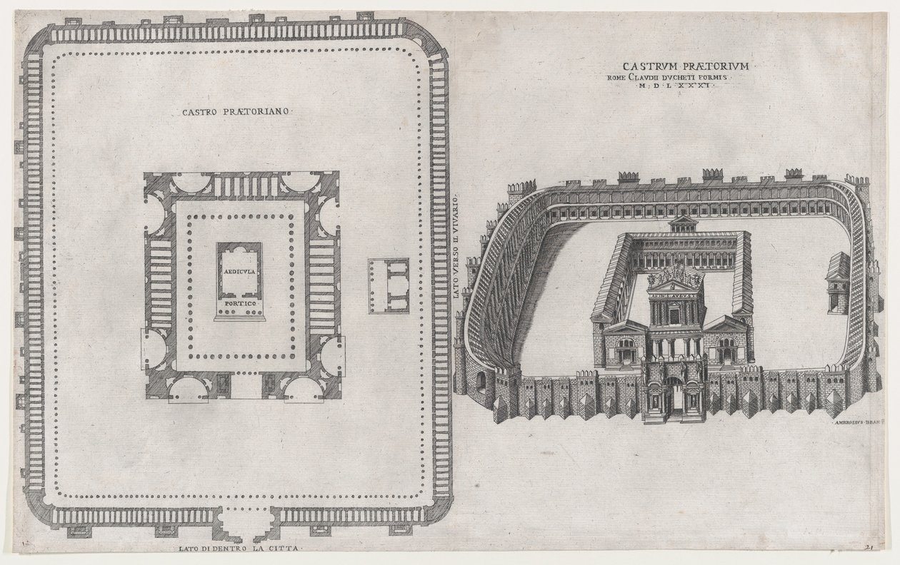 Roomalaisen loiston peili: Castle Praetorium, 1581. tekijältä Giovanni Ambrogio Brambilla