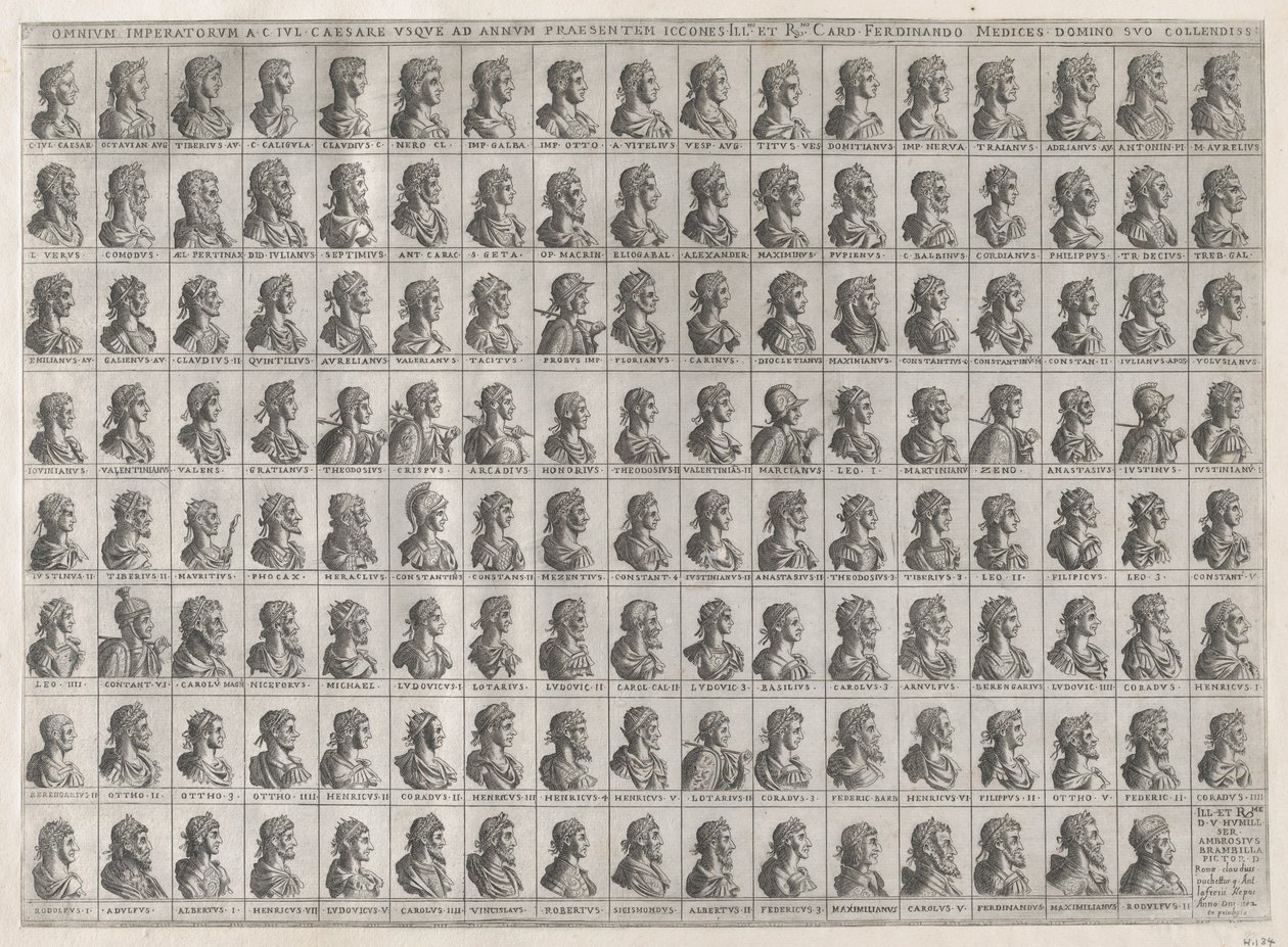 Rooman loiston peili: keisarien muotokuvia Julius Caesarista Rudolf II:een..., 1582. tekijältä Giovanni Ambrogio Brambilla