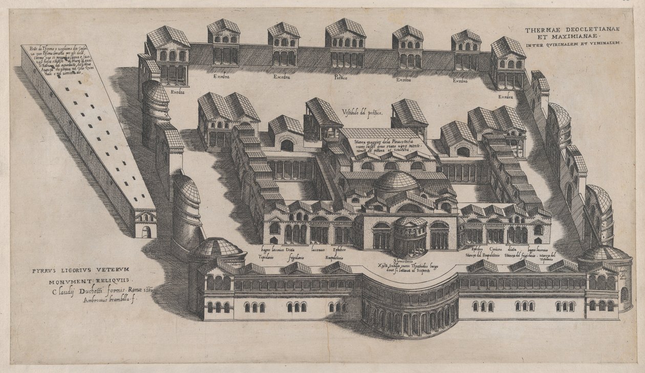 Rooman loiston peili: Diocletianuksen kylpylät, 1582, 1582. tekijältä Giovanni Ambrogio Brambilla