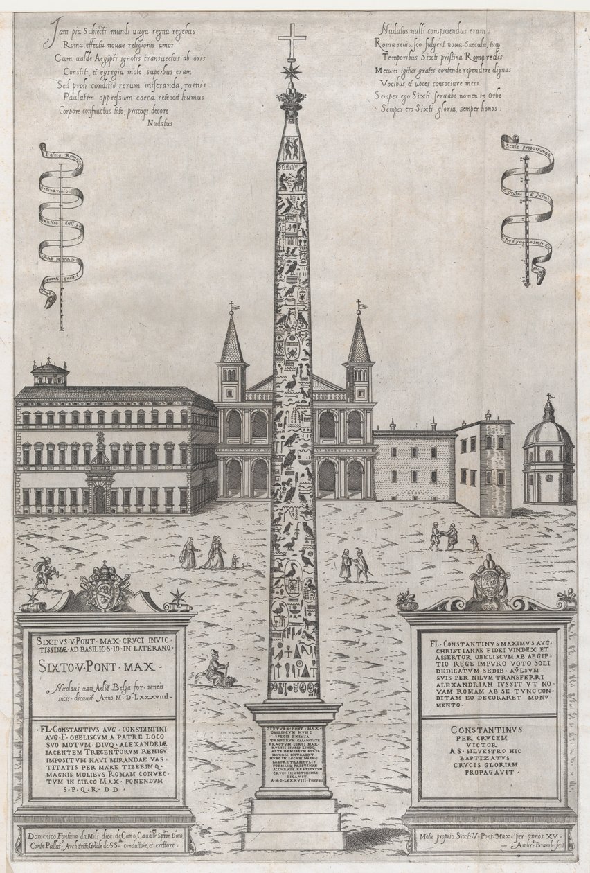 Rooman loiston peili: Konstantinuksen egyptiläinen obeliski, 1589, 1589. tekijältä Giovanni Ambrogio Brambilla
