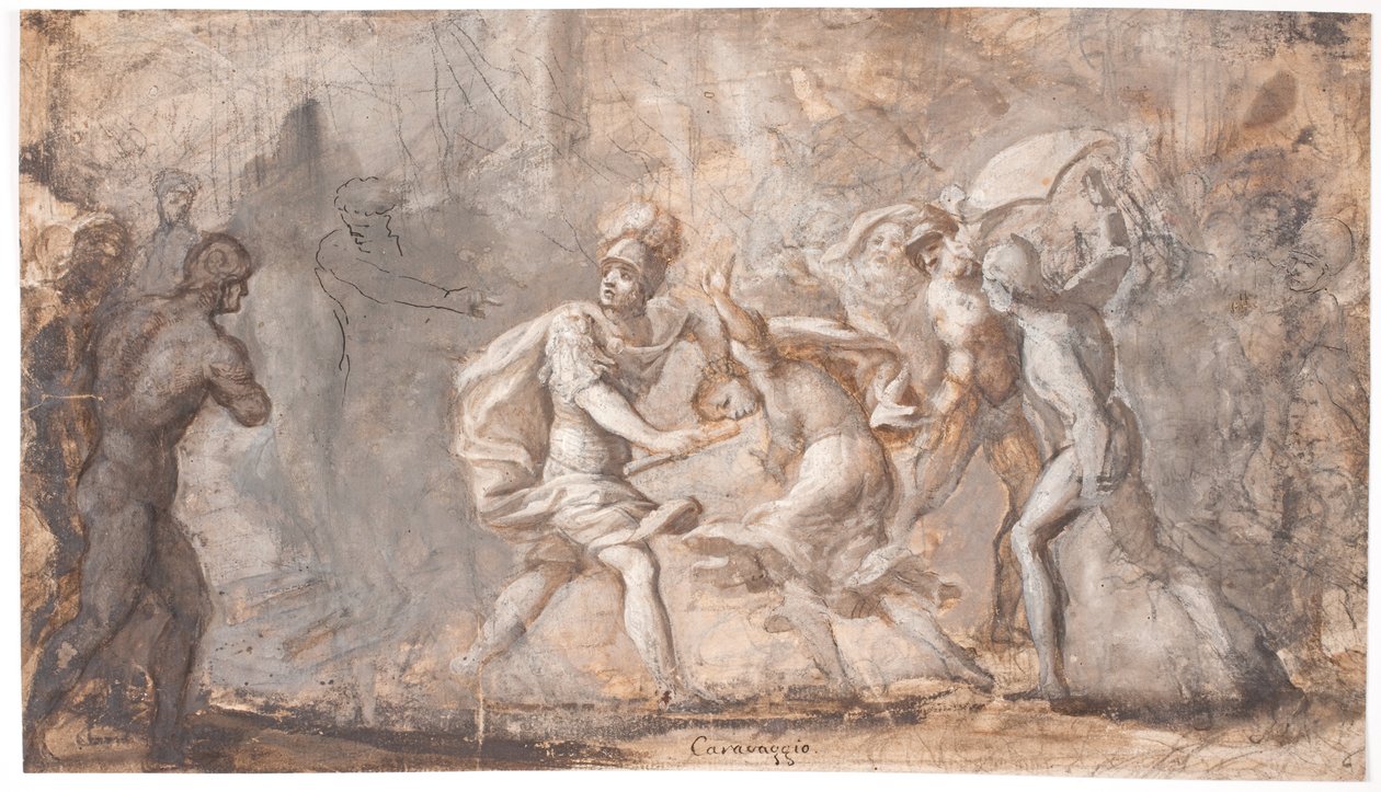 Tarpeia murskataan sabiinien kilpien alla tekijältä Giovanni Angelo Canini