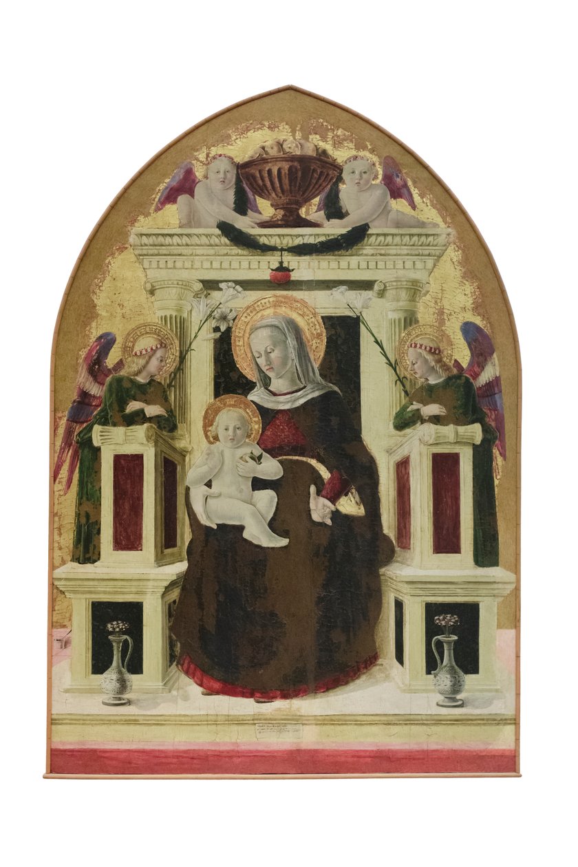 Madonna ja lapsi enkelien kanssa, n. 1455-60 (suspidaattipaneeli). tekijältä Giovanni Angelo d