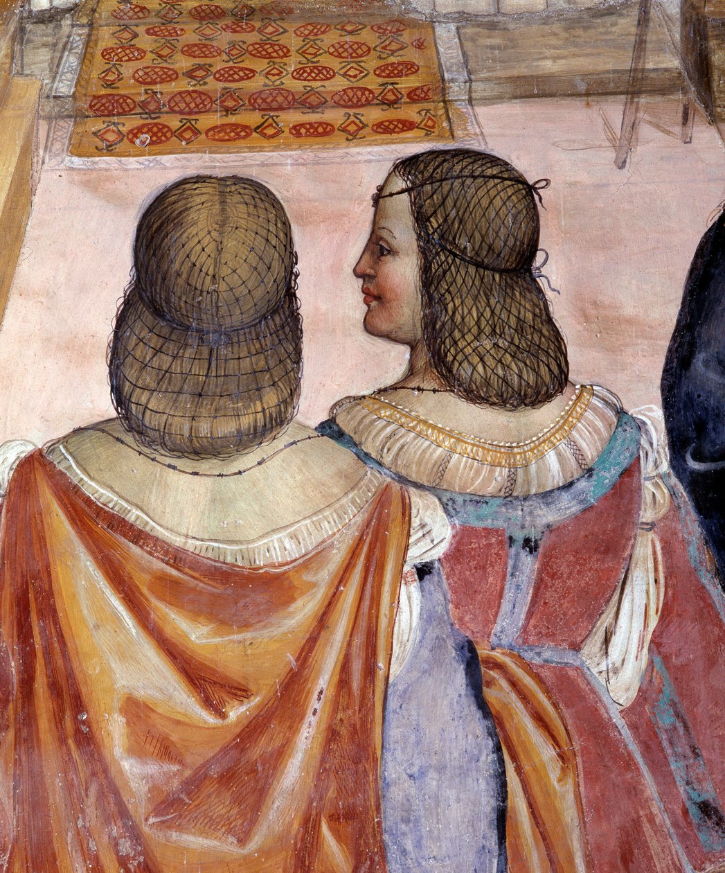 Benedictus erotti kaksi nunnaa ja vapauttaa heidät heidän kuolemansa jälkeen Antonio Bazzi dit il Sodoman (1477 - 1549) luostarin yksityiskohta fresko, joka kertoo Pyhän Benedictin Nursielaisen (480 - 567) elämästä. Benediktiiniritarikunnan perustaja 1503  tekijältä Giovanni Antonio Bazzi Sodoma