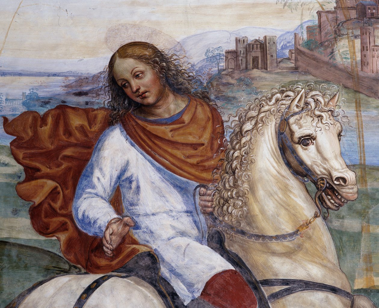 Benedict lähti isänsä talosta ja meni Roomaan tutkimaan yksityiskohtia - Antonio Bazzi dit il Sodoman (1477-1549) toteuttamaa freskoa kloostista, joka kertoo Pyhän Benedictin Nursian (480 - 567) elämästä, Benediktiiniritarikunnan perustaja 1503 - 1508 Abbe tekijältä Giovanni Antonio Bazzi Sodoma