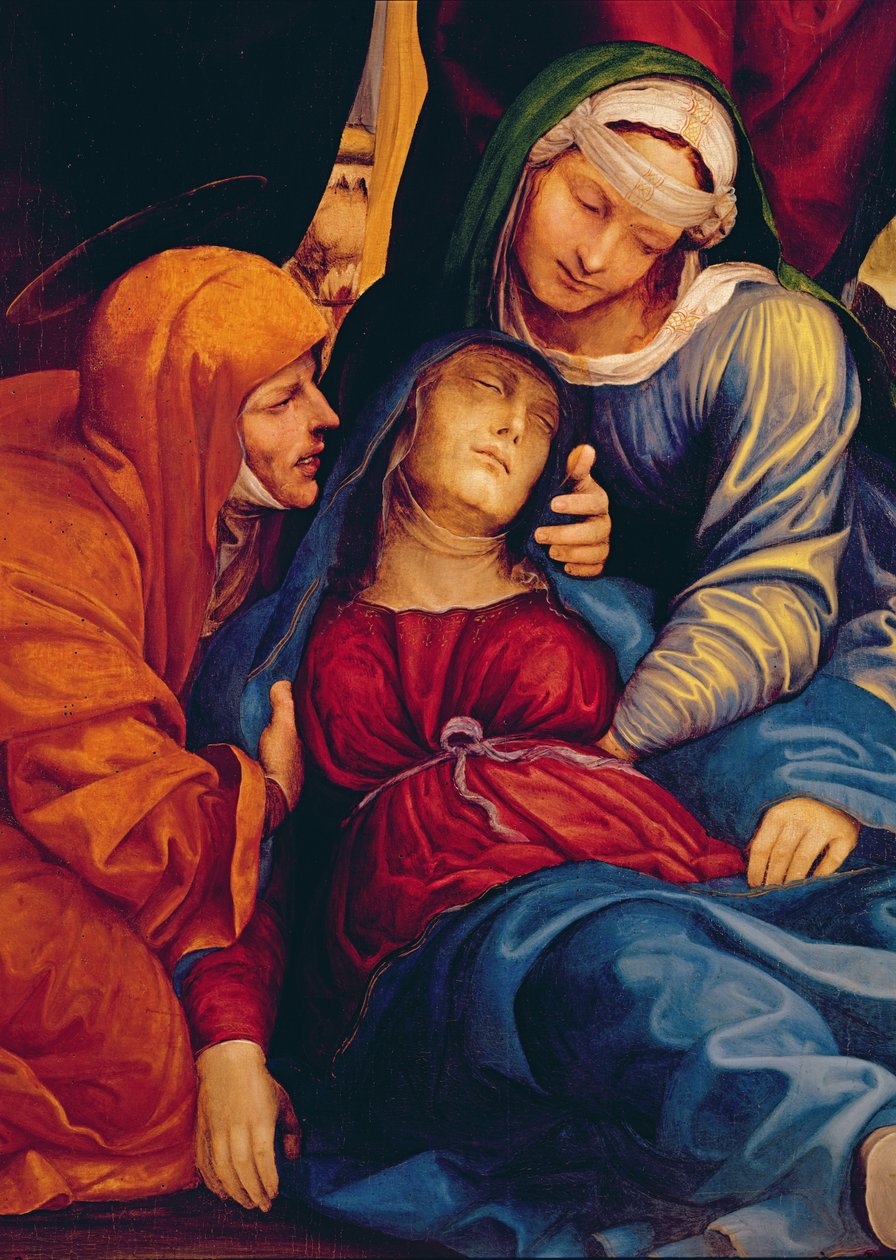 Yksityiskohta Deposition (alttaritaulu), jossa Madonnan pyörtyminen tekijältä Giovanni Antonio Bazzi Sodoma
