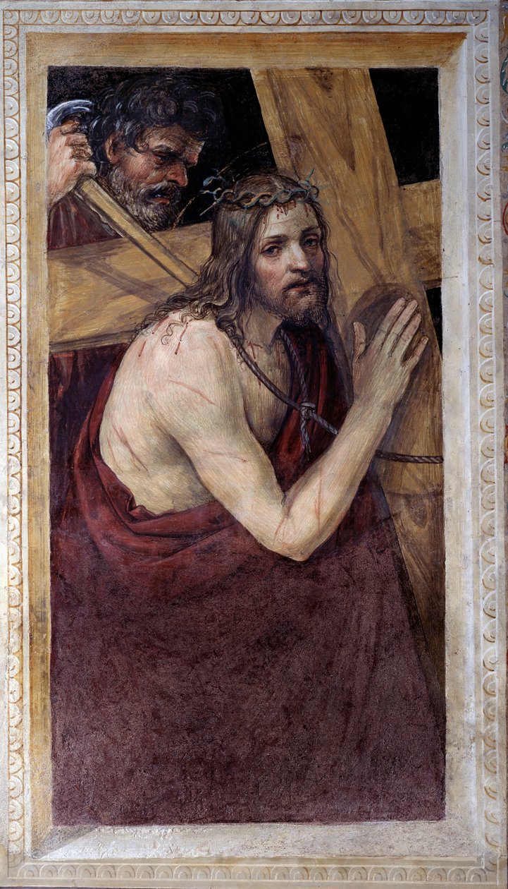 Jeesus kantaa ristiään (Fresko tekijältä Giovanni Antonio Bazzi Sodoma