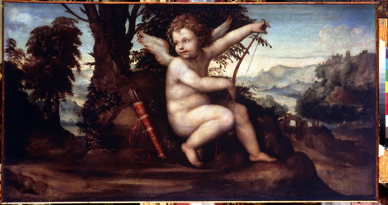 Paisatge amb Cupido (Paisatge amb Cupido) - Pintura de Giovanni Antonio Bazzi, conegut com Le Sodoma (1477-1549) - Oli sobre tela, 68 x 129 cm, cap al 1510 - Escola de Siena, Renaixement italià - Museu de l