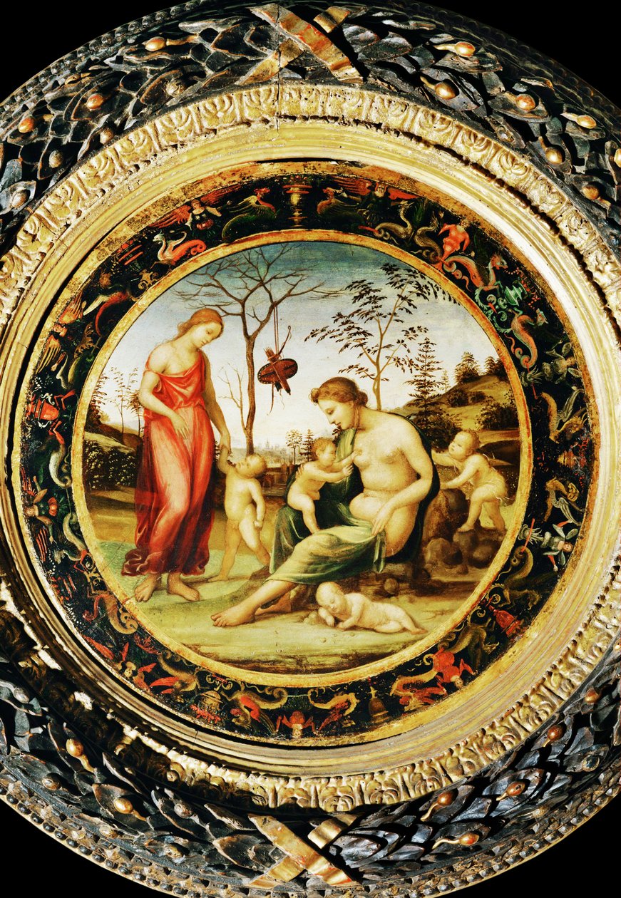 Venus terrestre Eroksen kanssa ja Venus celeste Anteroksen ja kahden kuppiksen kanssa ... tekijältä Giovanni Antonio Bazzi Sodoma
