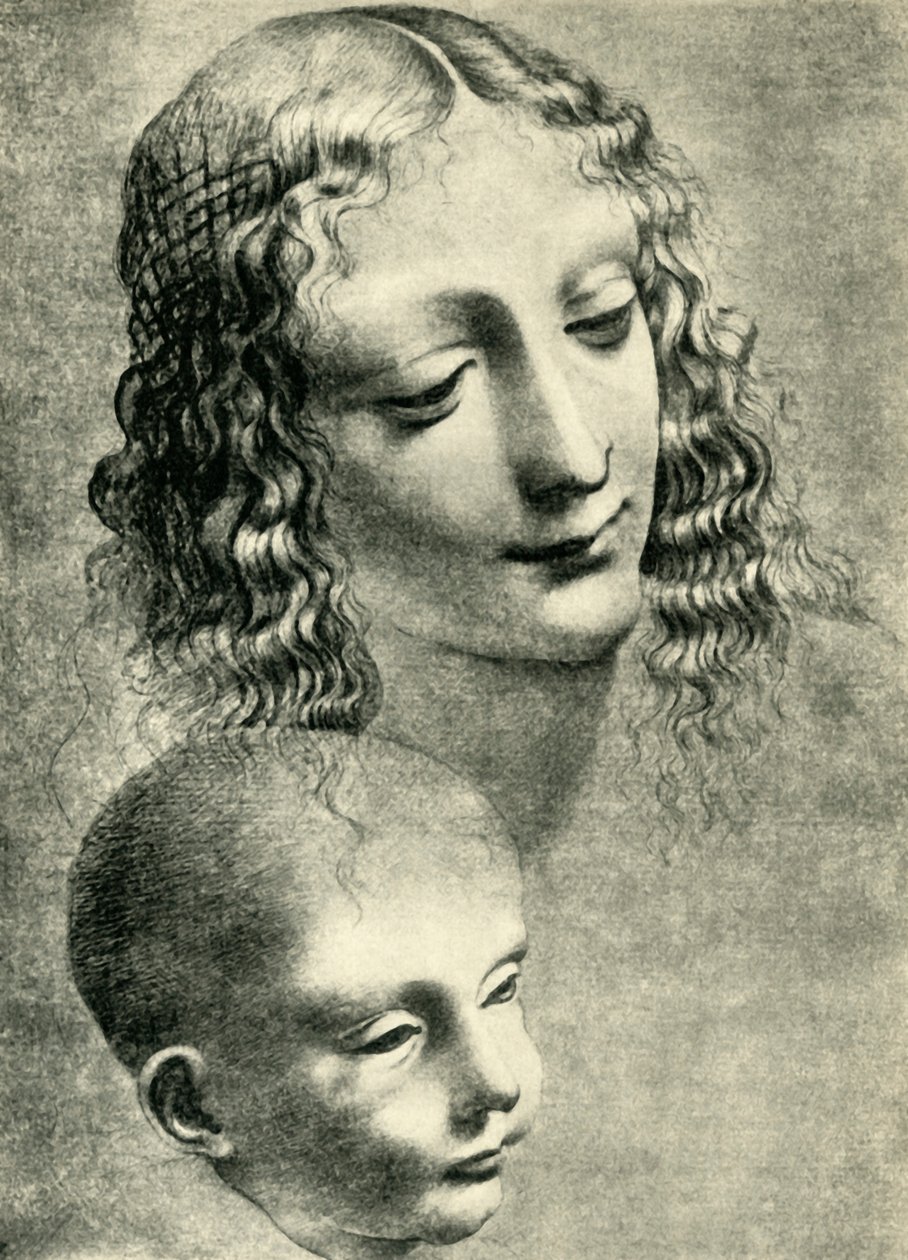 Neitsyen ja lapsen päät, c1492-1494, 1943. tekijältä Giovanni Antonio Boltraffio