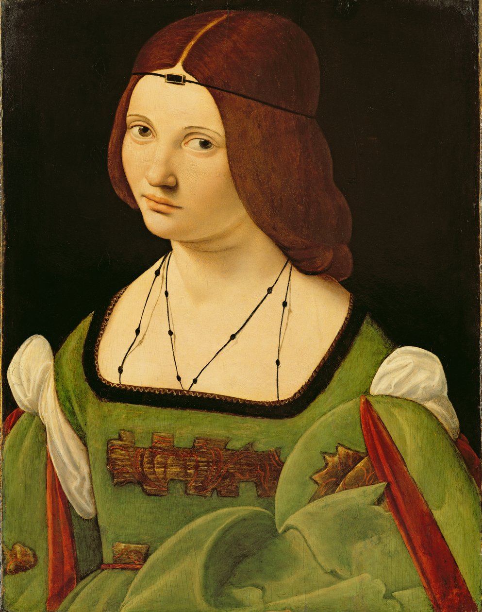 Naisen muotokuva (ennen puhdistusta) (öljy paneelissa) (katso 130358) tekijältä Giovanni Antonio Boltraffio