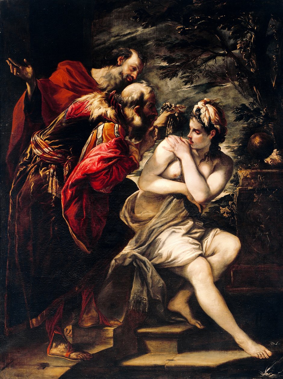 Susanna ja vanhimmat, Giovanni Antonio Burrini (1656-1727), öljy kankaalle tekijältä Giovanni Antonio Burrini or Burino
