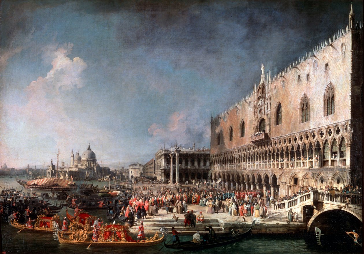 Ranskan suurlähettilään saapuminen Venetsiaan, 1725-1726. tekijältä Giovanni Antonio Canal