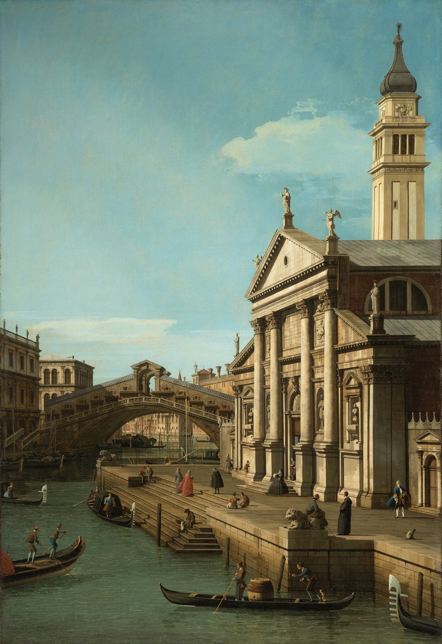 Capriccio: Rialton silta ja S. Giorgio Maggioren kirkko, n. 1750 tekijältä Giovanni Antonio Canal