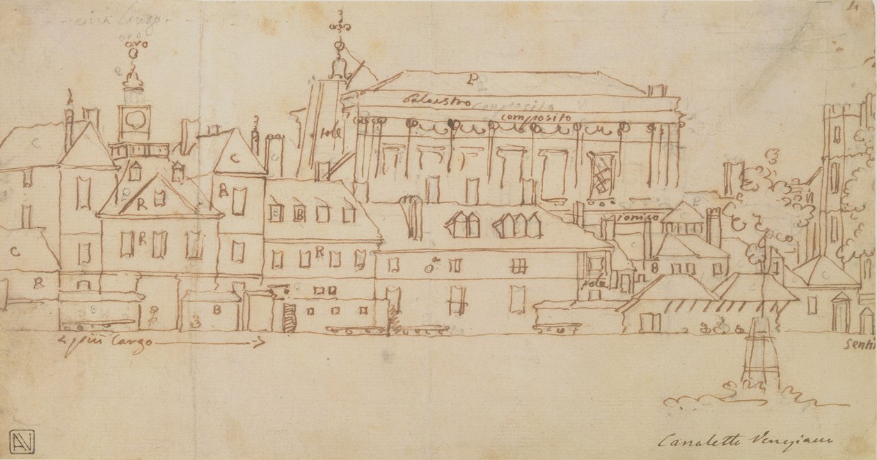 Horse Guards, Lontoo (kynä ja muste paperille) tekijältä Giovanni Antonio Canal