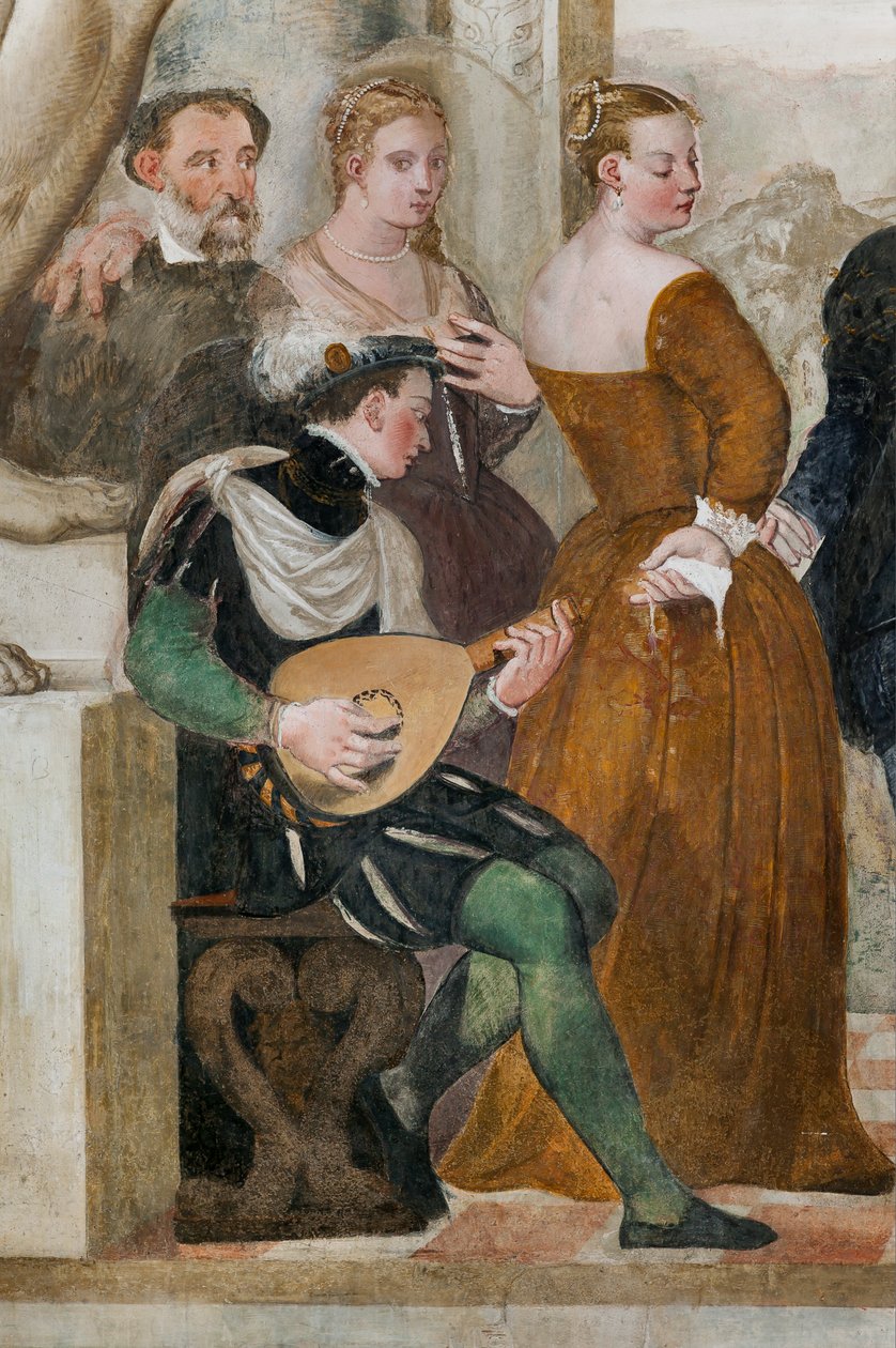 Kutsu tanssiin, pääsali, n. 1570 (fresko) tekijältä Giovanni Antonio Fasolo
