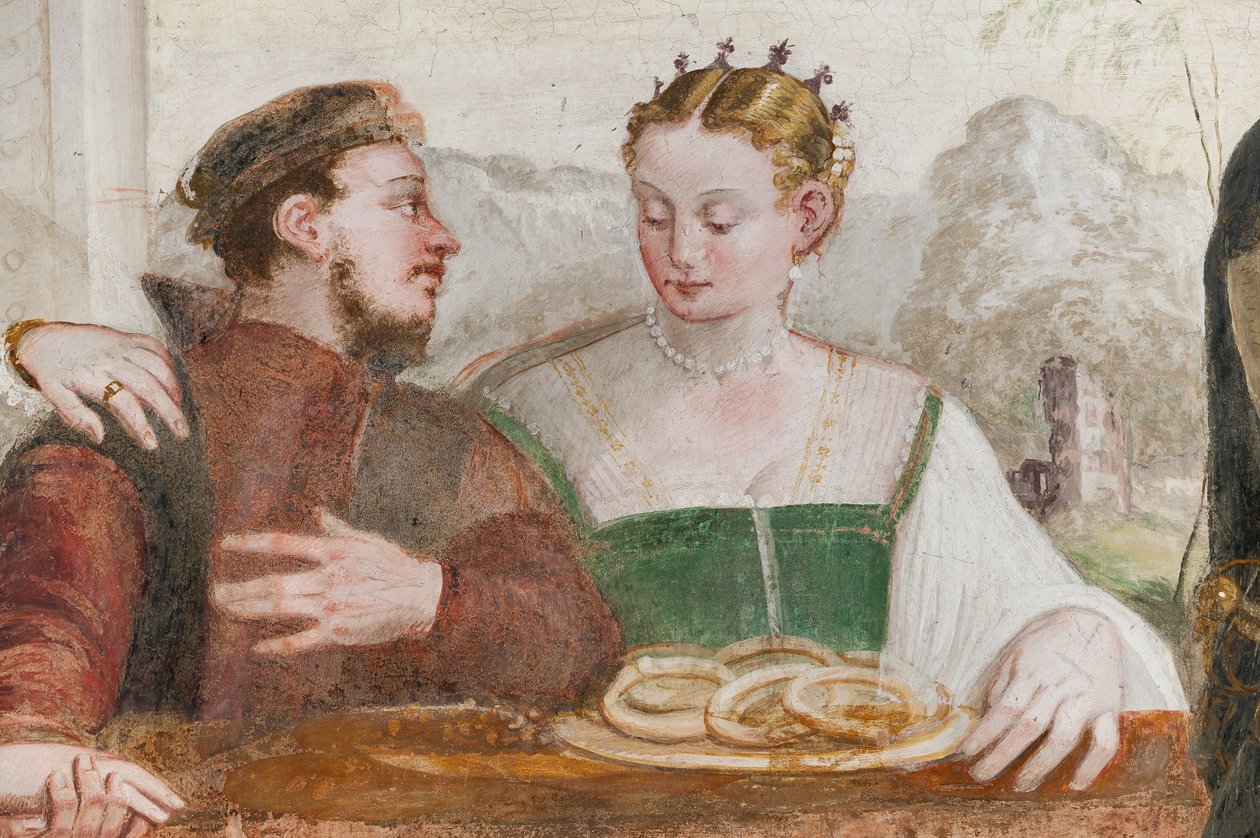 Juhla, pääsali, n. 1570 (fresko) tekijältä Giovanni Antonio Fasolo