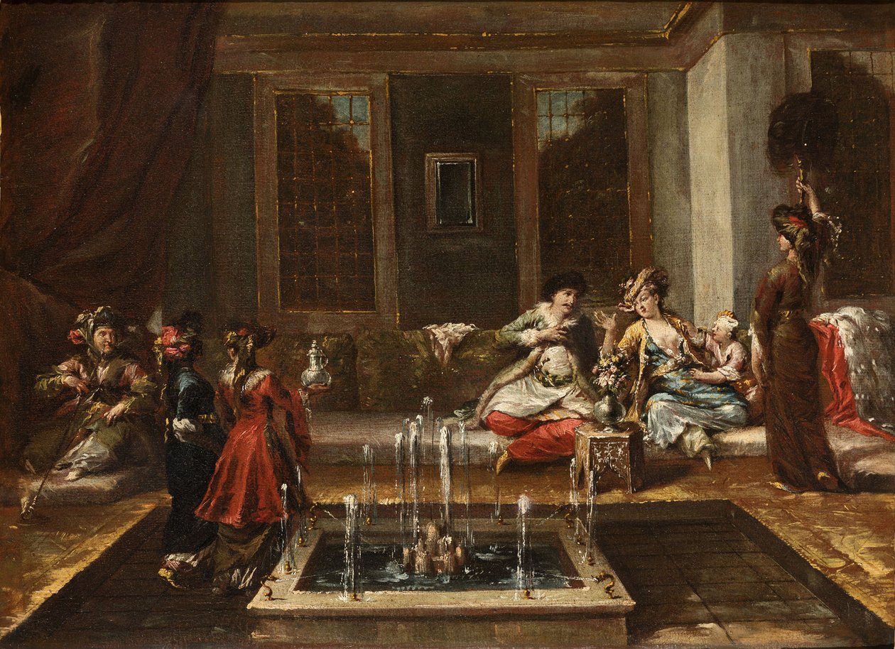Armenian sisustus tai Orient Scene par Guardi, Giovanni Antonio (1699-1760). Öljy kankaalle, koko: 44x61,5 tekijältä Giovanni Antonio Guardi