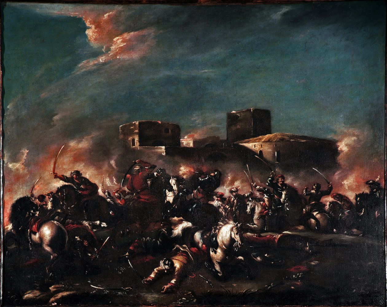 Giovanni Antonio Guardin (1699-1760) taistelumaalaus 1700-luvun Venetsian museo Correr tekijältä Giovanni Antonio Guardi