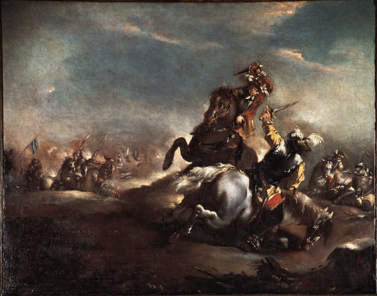 Ritarien kaksintaistelu (Knights fighting) Giovanni Antonio Guardin (1699-1760) maalaus Venetsian museo Correr tekijältä Giovanni Antonio Guardi