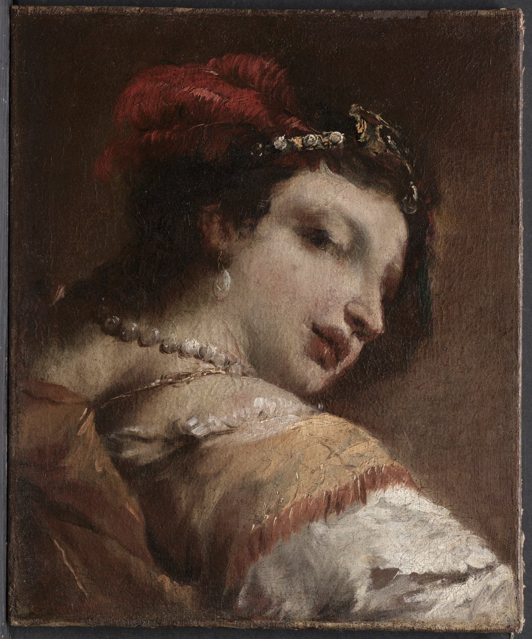Naisen pää, noin 1739 (öljy kankaalle) tekijältä Giovanni Antonio Guardi
