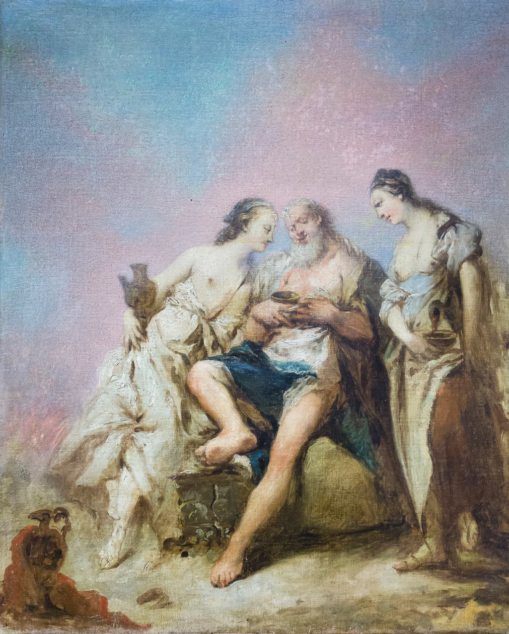 Lot ja hänen tyttärensä (öljy kankaalle) tekijältä Giovanni Antonio Guardi