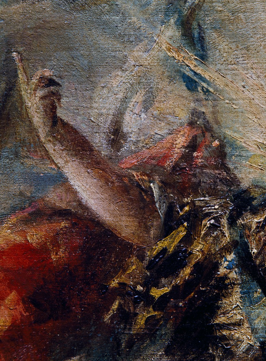 Enkelin käsivarsi siunaa Tobiasta, yksityiskohta Tobiaksen häistä, oikea osa tekijältä Giovanni Antonio Guardi