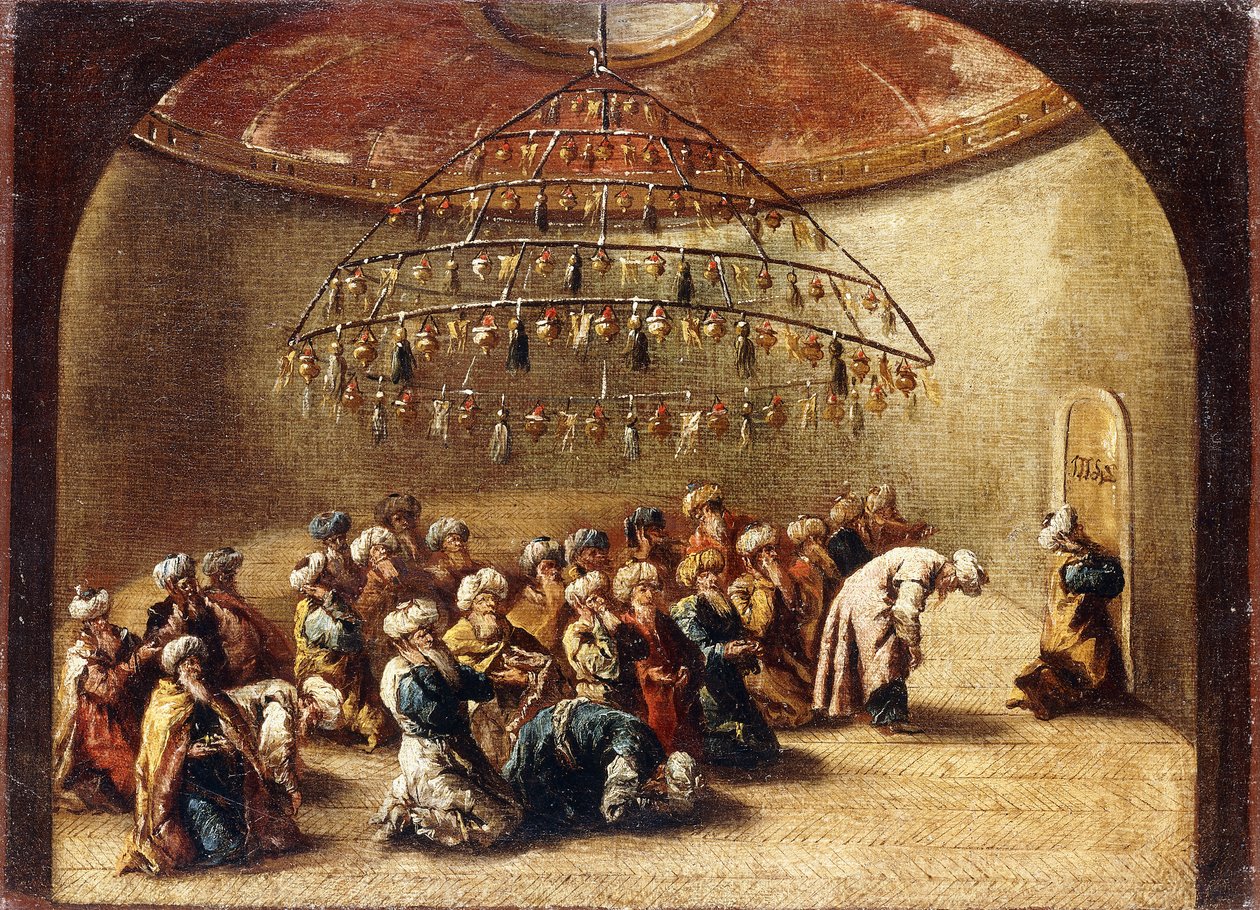 Turkkilaiset rukouksessa moskeijassa, tekijältä Giovanni Antonio Guardi