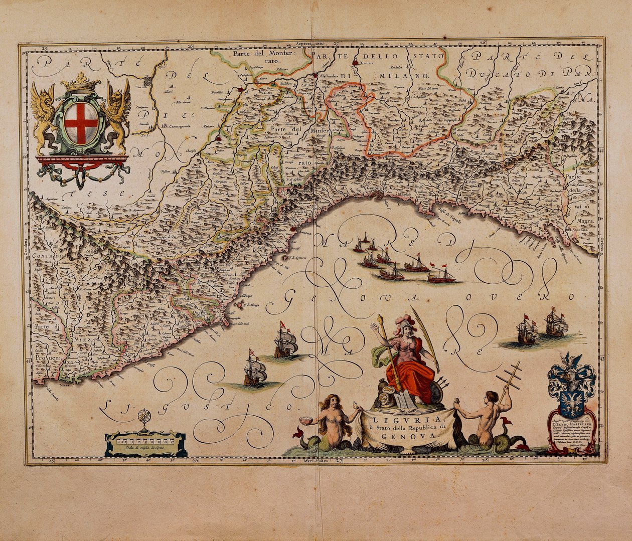 Ligurian alueen kartta, kirjoittanut Giovanni Antonio Magini tekijältä Giovanni Antonio Magini