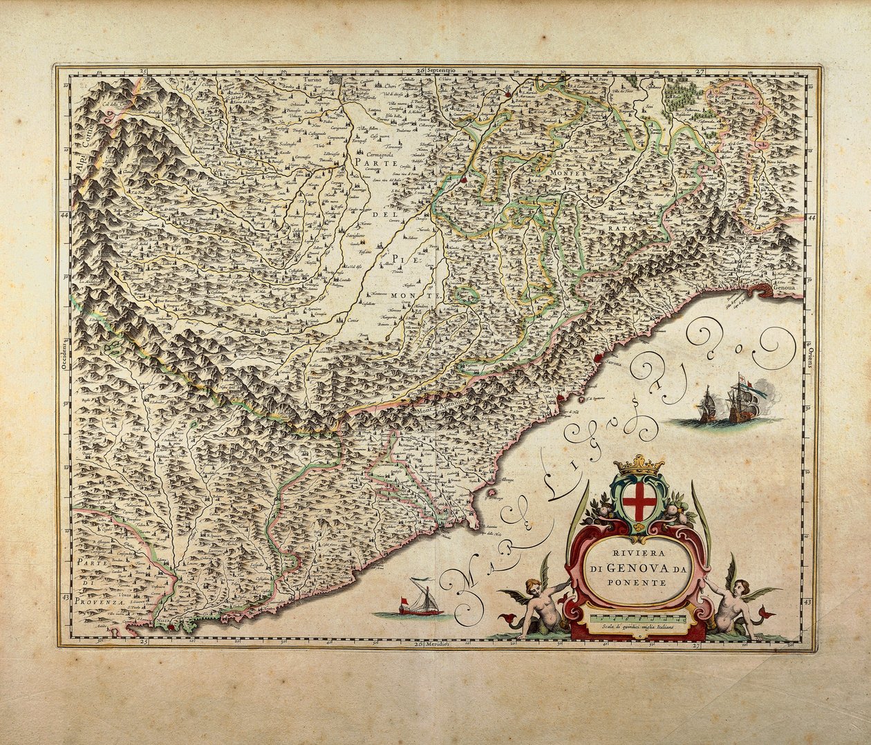 Kartta Länsi-Ligurian alueesta, kirjoittanut Giovanni Antonio Magini tekijältä Giovanni Antonio Magini