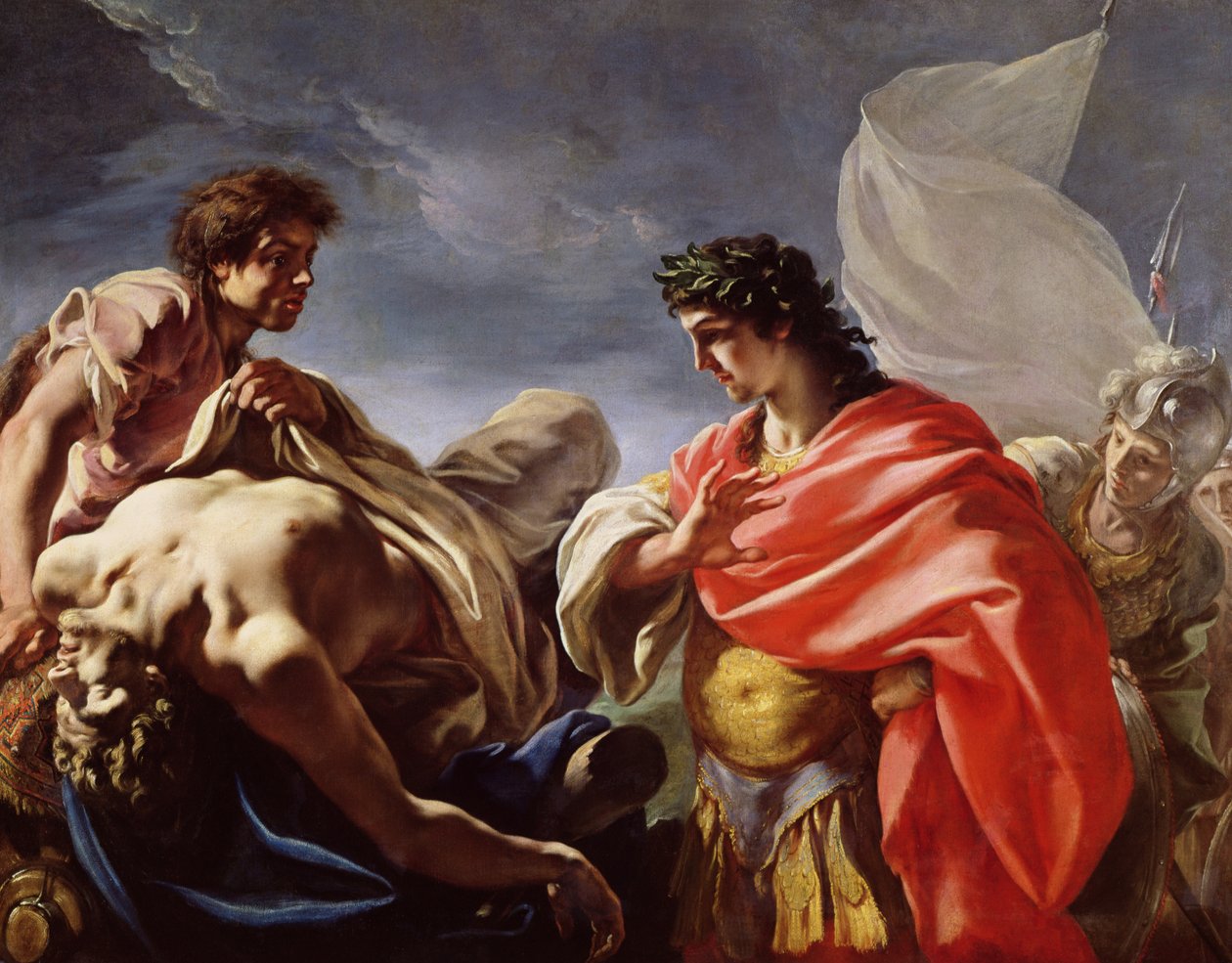 Akilleus Patroklosin ruumista tarkastelemassa tekijältä Giovanni Antonio Pellegrini