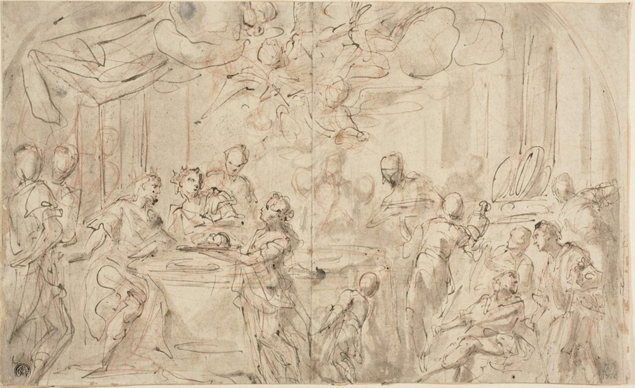 Salome Pyhän Johannes Kastajan pään kanssa Herodeksen edessä tekijältä Giovanni Antonio Pellegrini