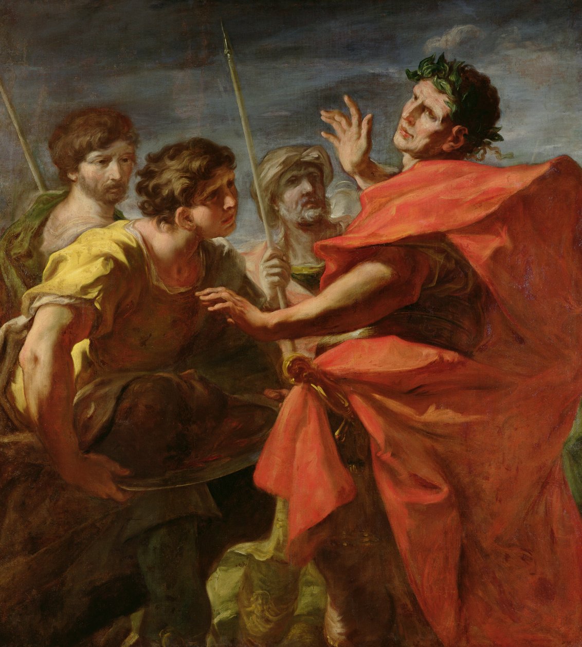 Pompeuksen pää (106-48 eKr.) annettiin Caesarille (100-44 eKr.) tekijältä Giovanni Antonio Pellegrini