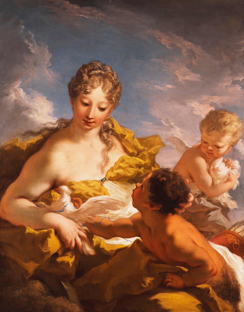 Venus, Amor ja faun, 1708-13 tekijältä Giovanni Antonio Pellegrini