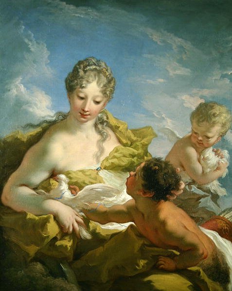 Venus ja Cupid (öljy kankaalle) tekijältä Giovanni Antonio Pellegrini