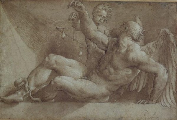 Ajan allegoria (piirustus) tekijältä Giovanni Antonio Pordenone