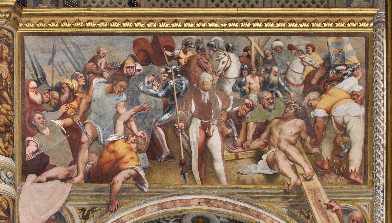 Keskikäytävä, ensimmäinen eteläinen jänne, Kristus naulattuna ristille, Pordenone tekijältä Giovanni Antonio Pordenone