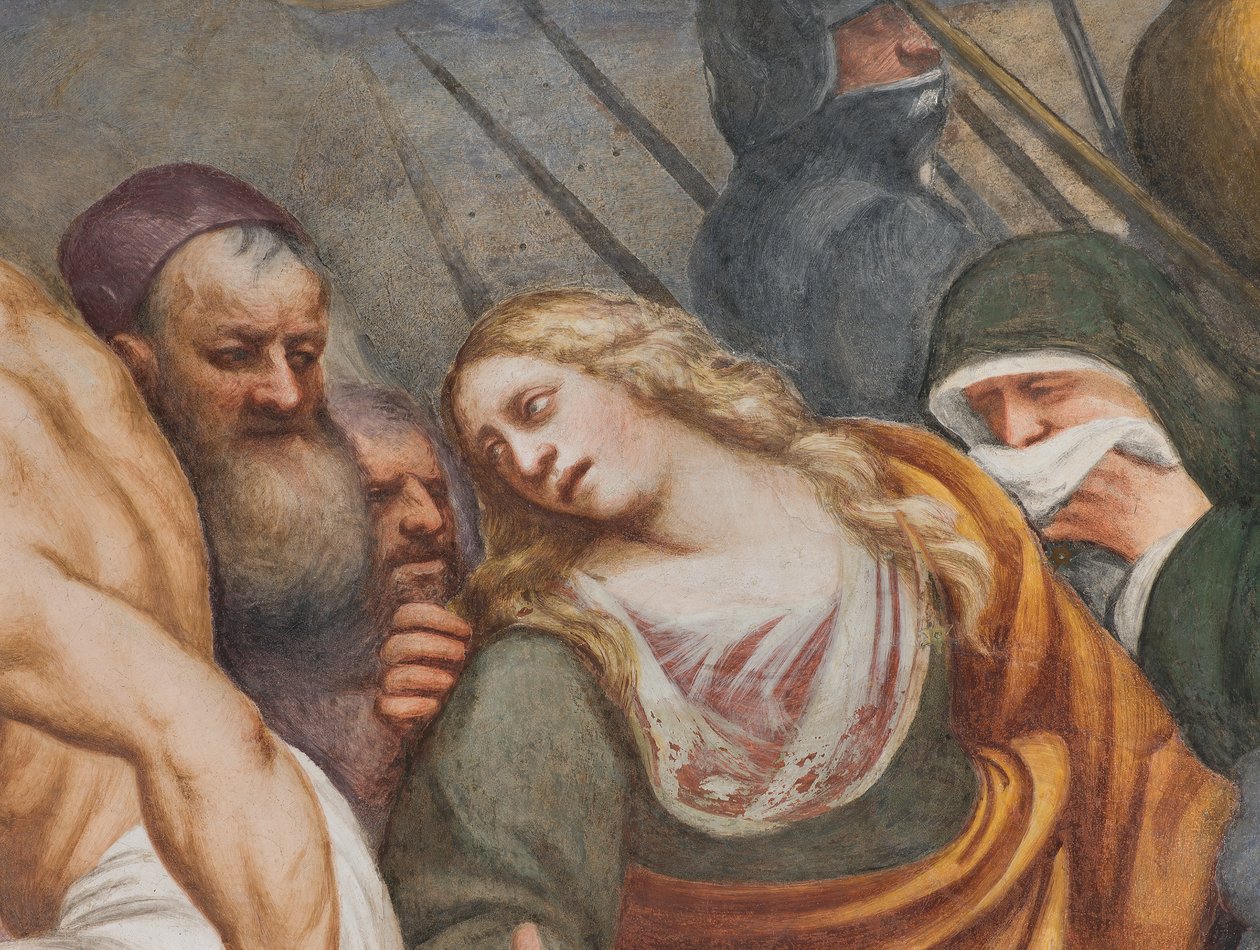 Keskilaivo, toinen eteläjänne, Jeesus putoaa ristin alle, Il Pordenone tekijältä Giovanni Antonio Pordenone