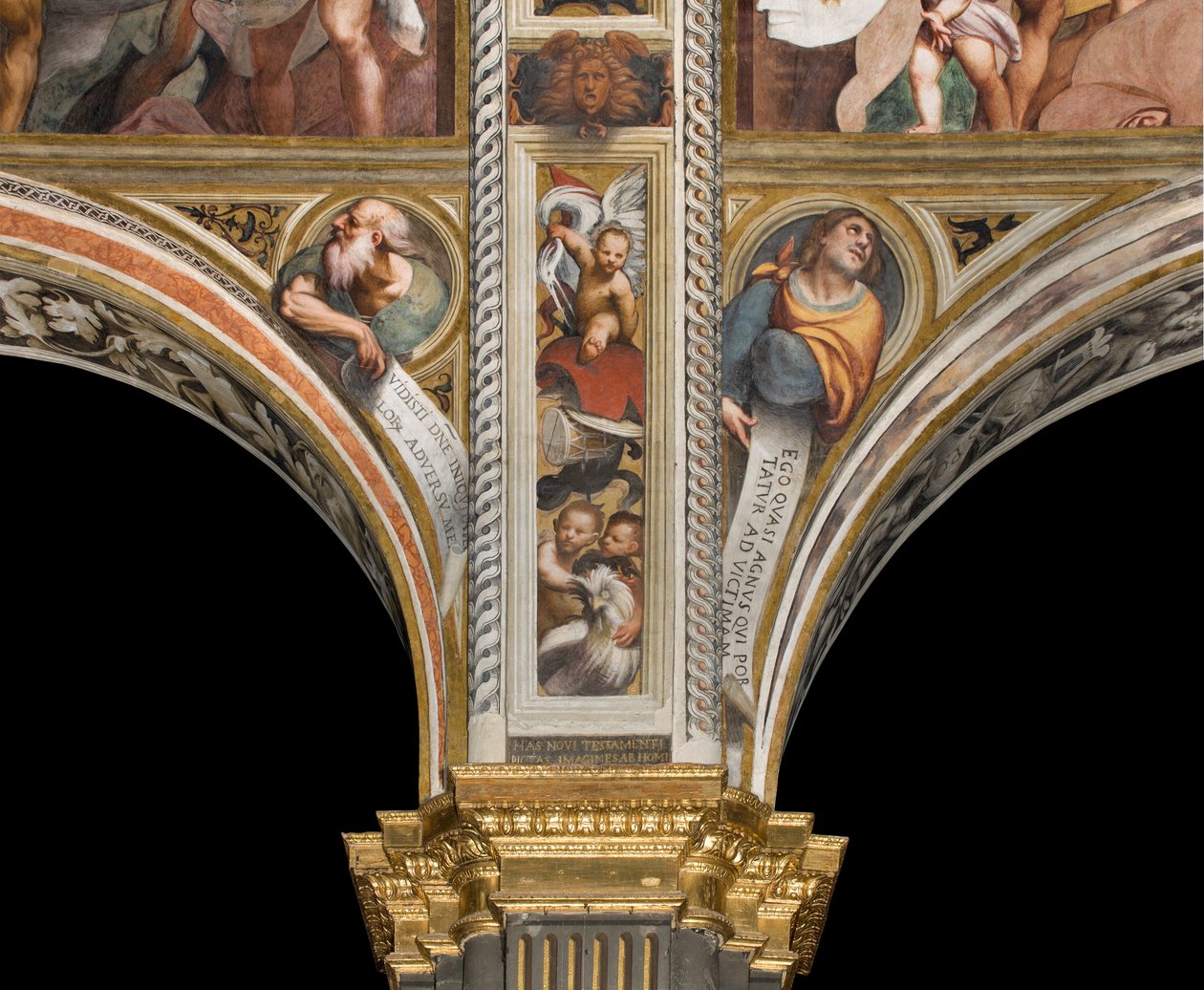 Keskilaivo, toinen ja kolmas ulottuu etelään, IL Pordenone 1520, rintakuvat profeetoilla tekijältä Giovanni Antonio Pordenone