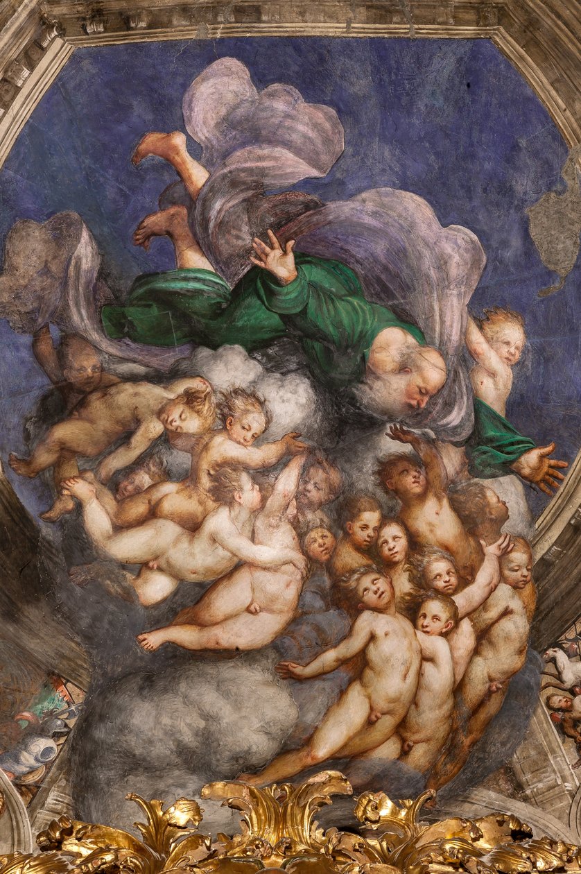 Jumala Luojana enkelien joukossa, n. 1529 (fresko) tekijältä Giovanni Antonio Pordenone