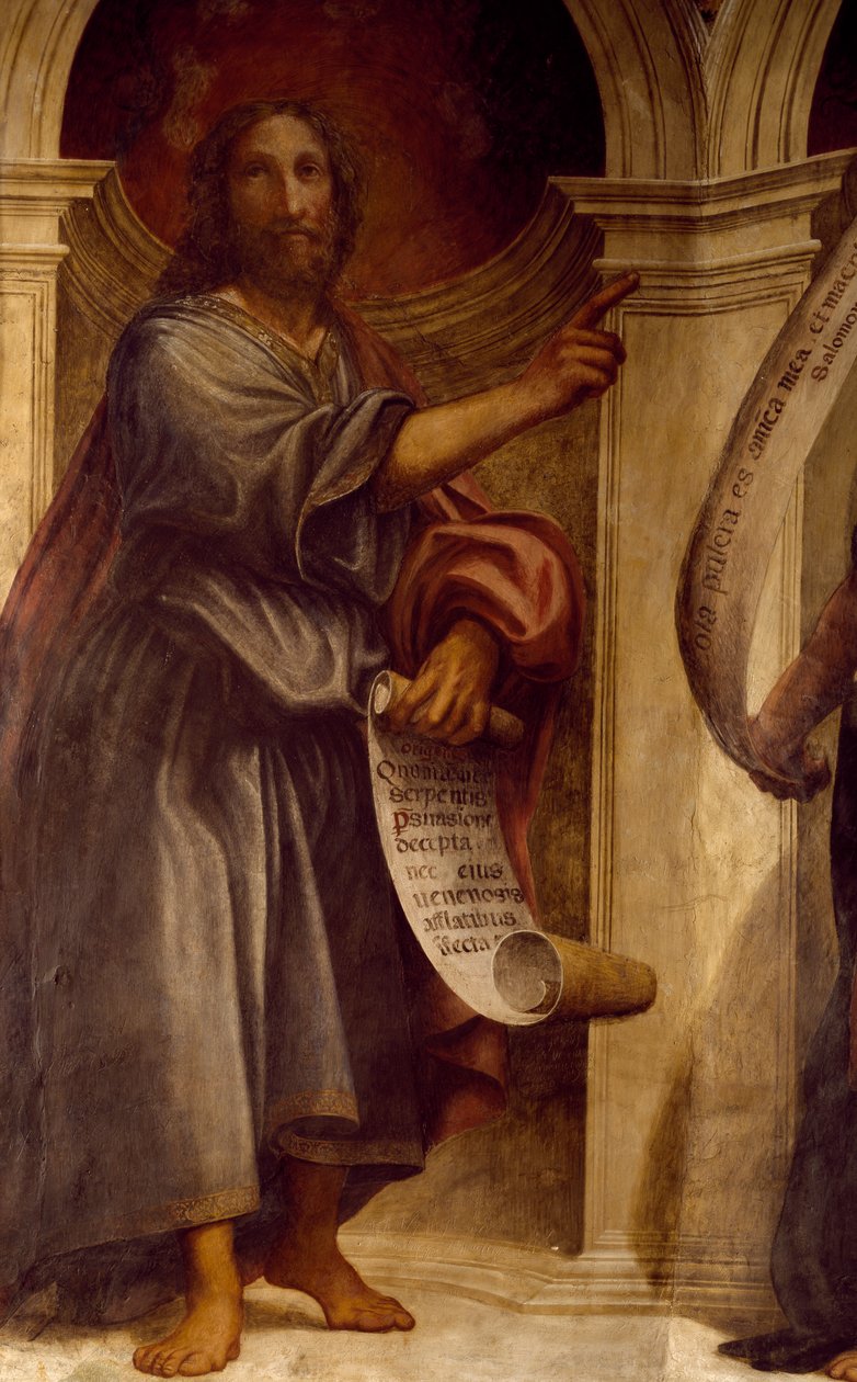 Jesaja, yksityiskohta Profeetoista, fresko, Pyhän Franciscuksen kirkko, Pyhän Annan kappeli, Cortemaggiore, Italia tekijältä Giovanni Antonio Pordenone