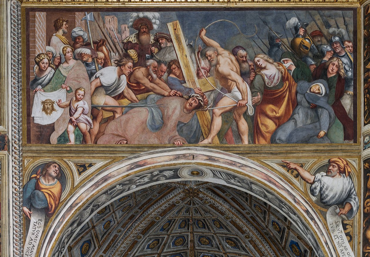 Jeesus putoaa ristin alle tekijältä Giovanni Antonio Pordenone