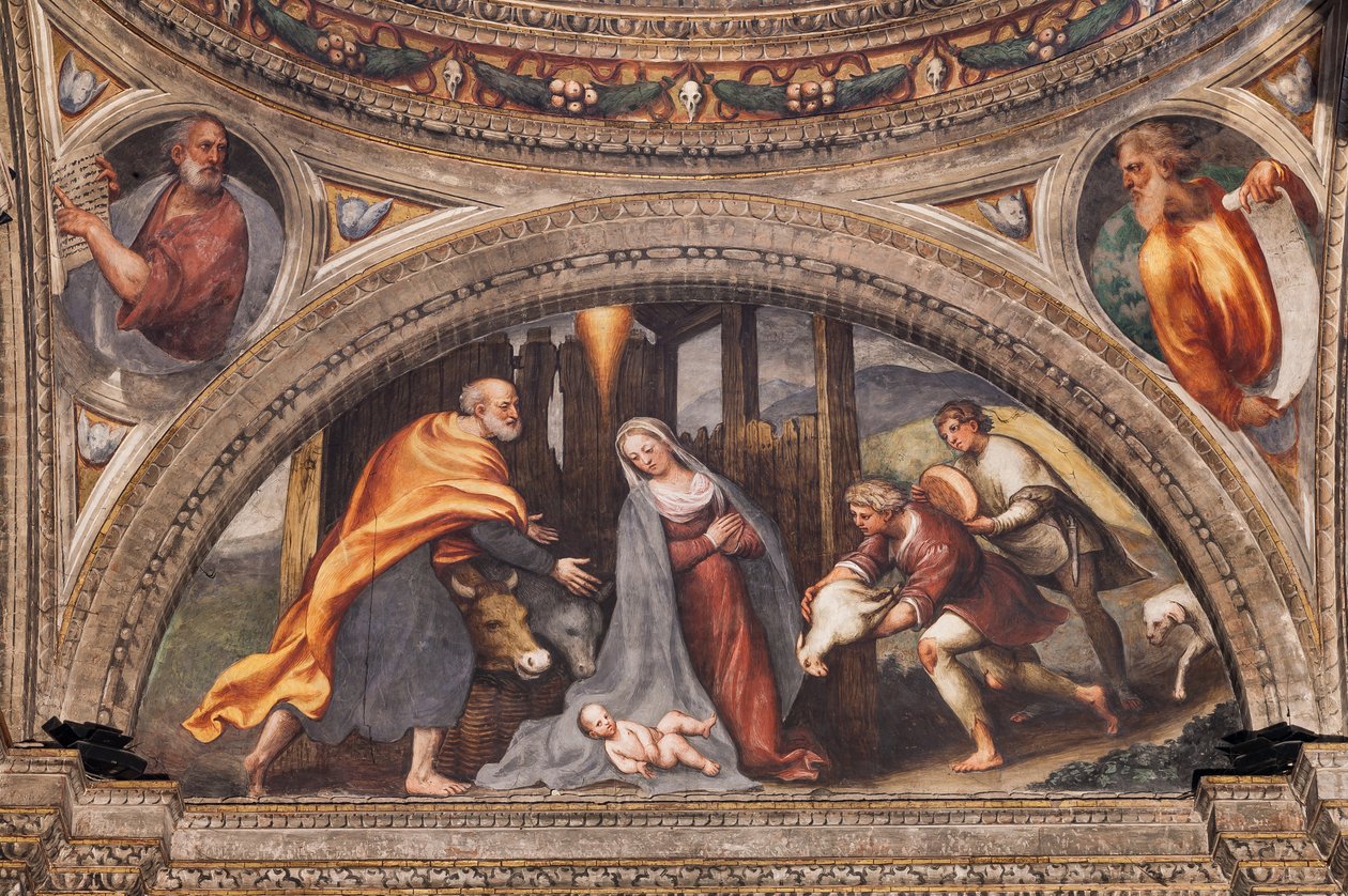 Lunette kuvaa paimenten palvontaa tekijältä Giovanni Antonio Pordenone