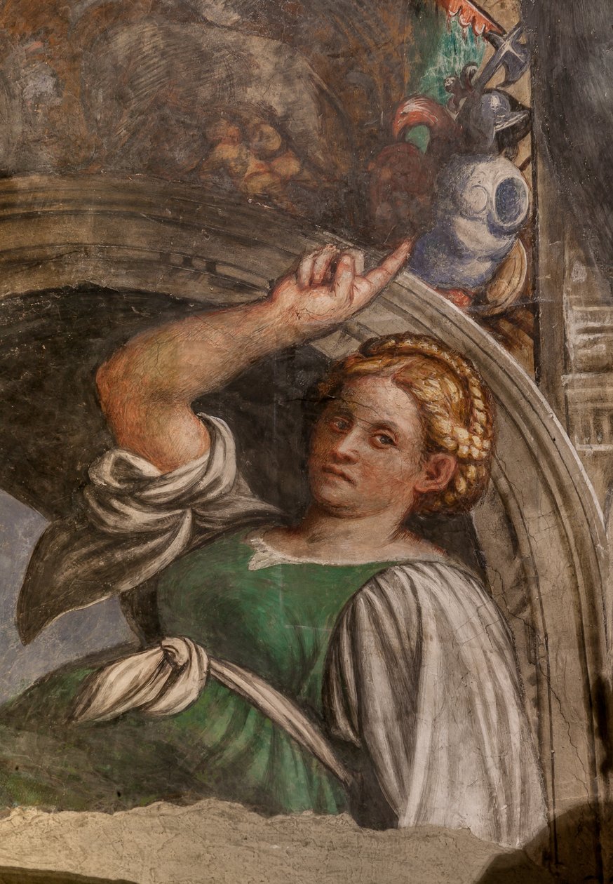 Lunette, joka edustaa sybilää, n. 1529 fresko) (3601435:n yksityiskohta) tekijältä Giovanni Antonio Pordenone