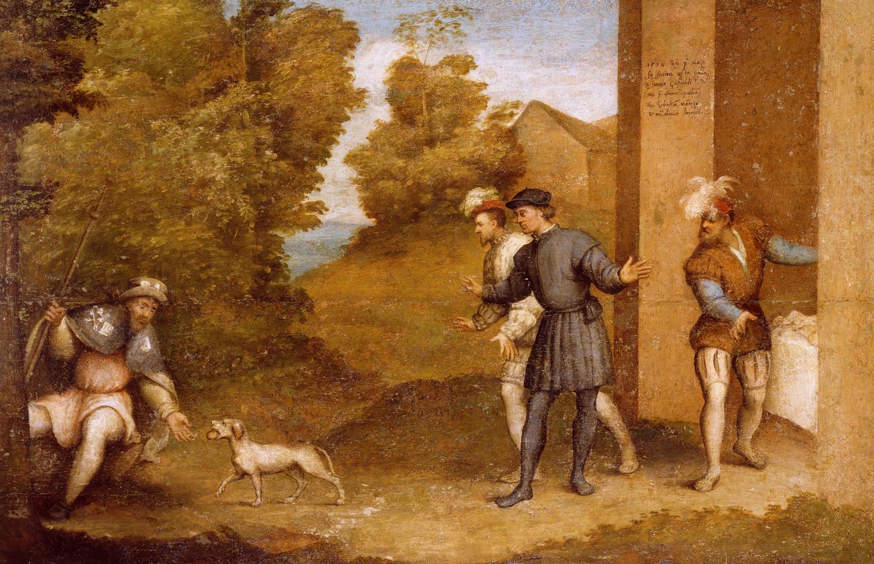 St. Roch, jota koira ruokkii, St. Gotthardin alttaritaulun osasto tekijältä Giovanni Antonio Pordenone