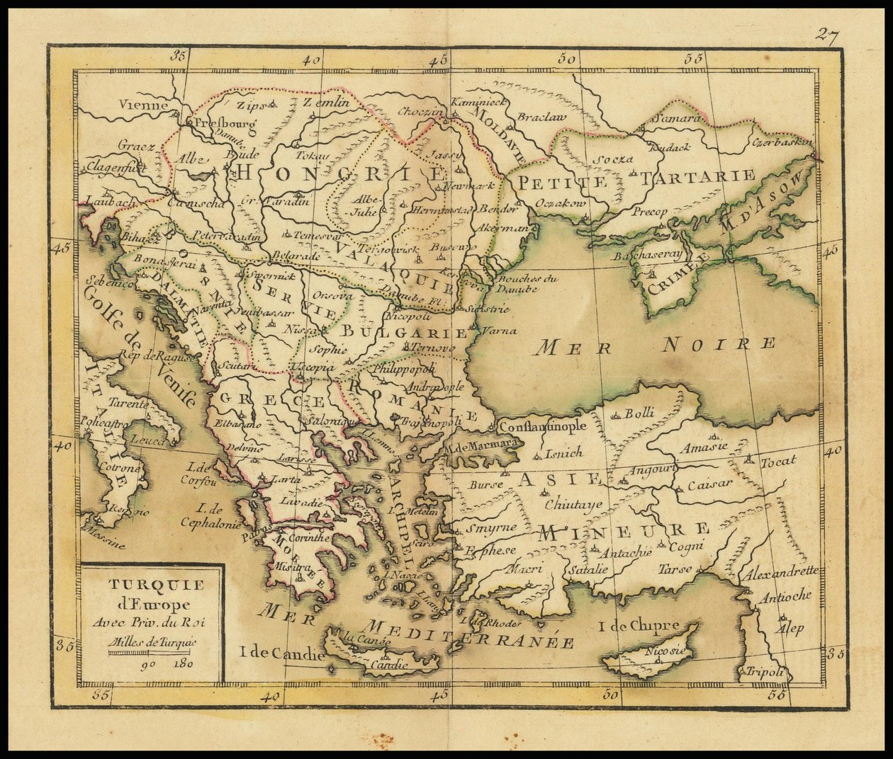Kartta 1762 - Euroopan Turkki tekijältä Giovanni Antonio Rizzi Zannoni