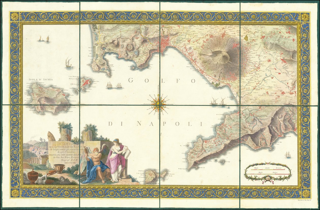 Napolinlahden kartta vuodelta 1794 tekijältä Giovanni Antonio Rizzi Zannoni
