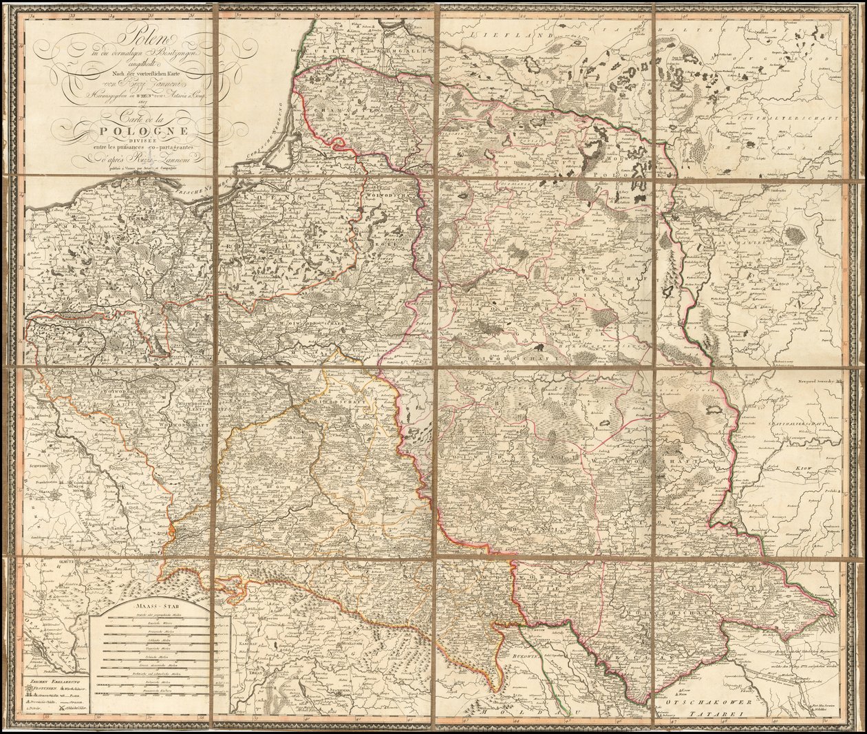 Puolan kartta vuodelta 1807 tekijältä Giovanni Antonio Rizzi Zannoni